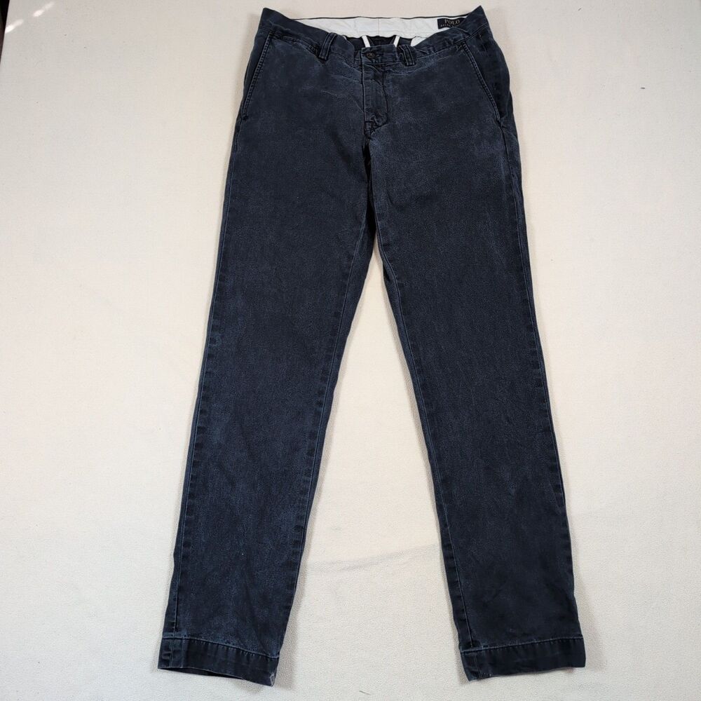 Polo Ralph Lauren Navy Blue Men’s Slim Fit Flat Front Chino Pants Sz 32 X 34